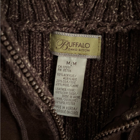Buffalo David Bitton Y2K Brown Knit Suede Sweater - Picture 5 of 7